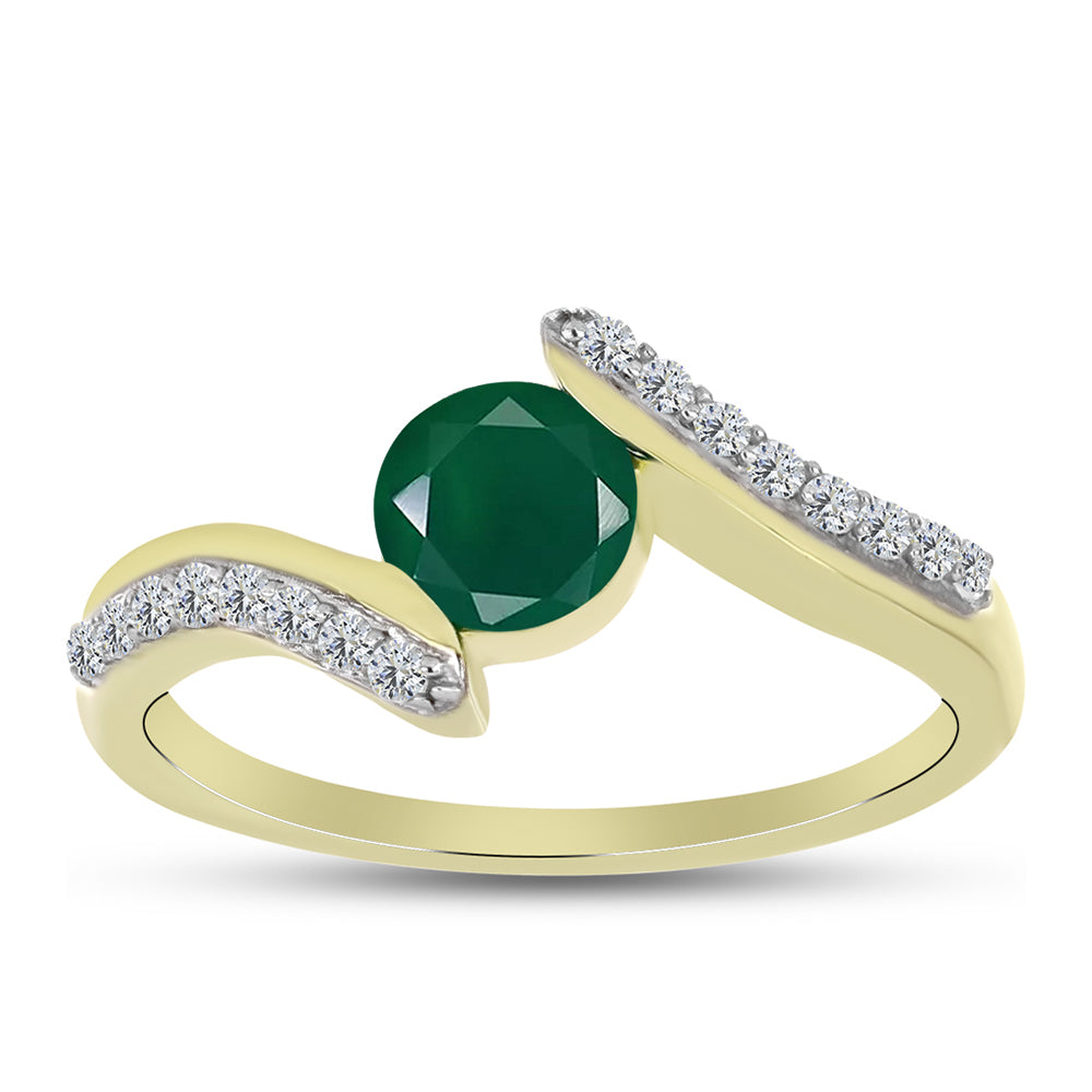 Inel din Argint 925 Placat cu Aur ( 2.63 grame ) cu Agat Verde și Topaz Alb 1.03 Carate 3 