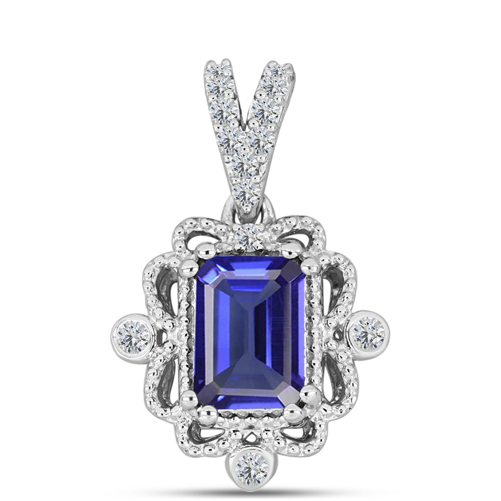 Pandantiv din Argint 925 ( 1.48 grame ) cu Tanzanit AAA și Diamant Alb 1.12 Carate 1 