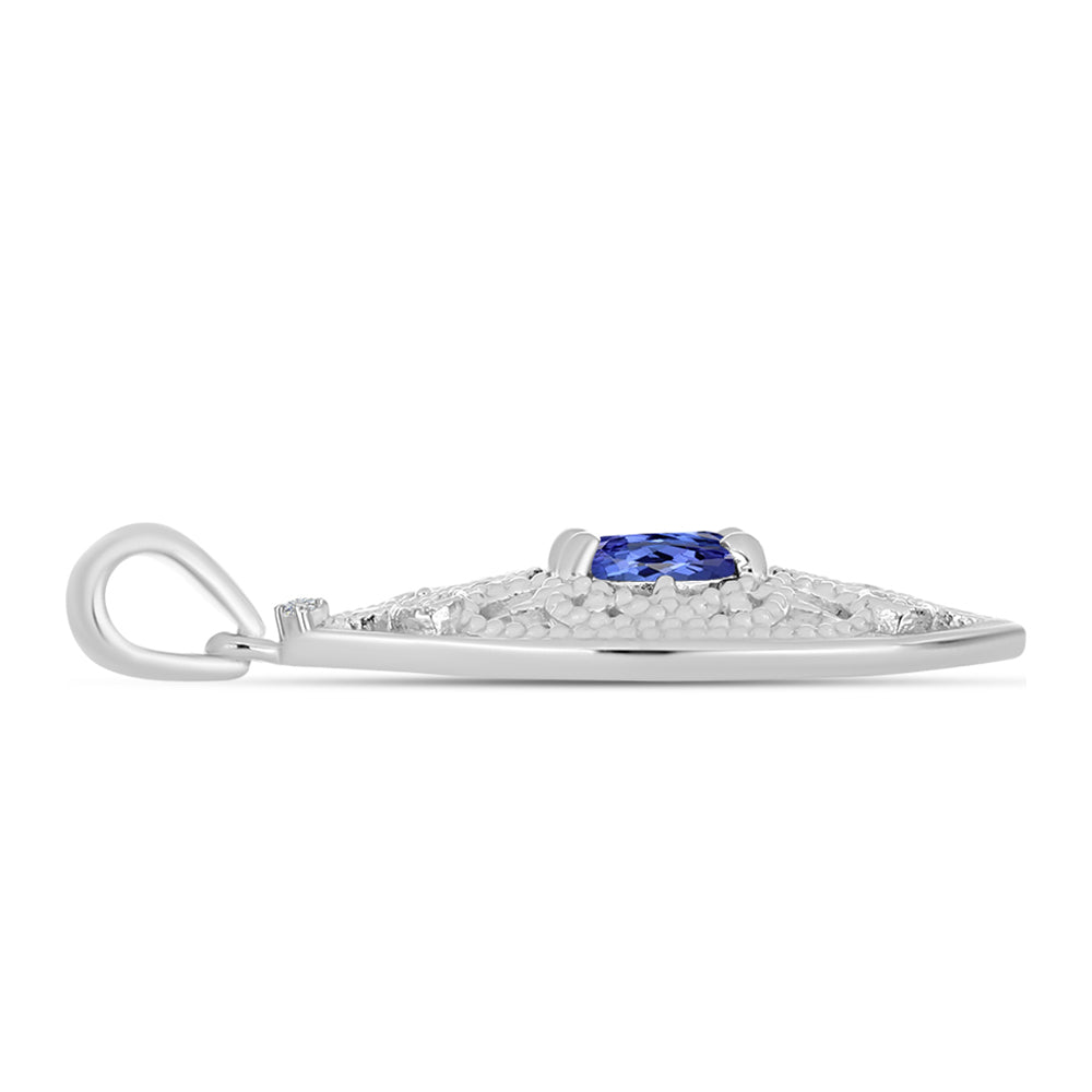 Pandantiv din Argint 925 ( 2.25 grame ) cu Tanzanit AAA și Diamant Alb 0.9 Carate 2 