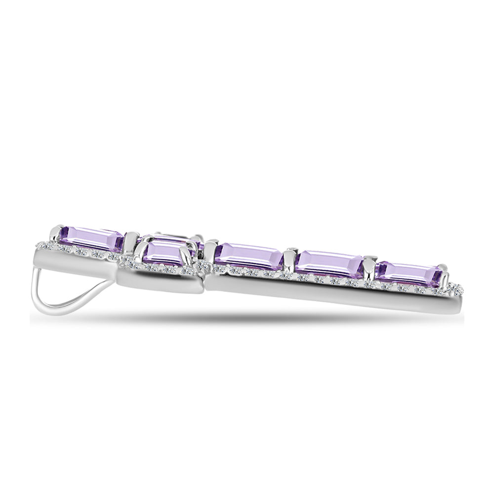Cruce Pandantiv din Argint 925 ( 2.41 grame ) cu Ametist Rose de France și Topaz Alb 4.31 Carate 2 