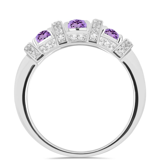 Inel din Argint 925 ( 2.93 grame ) cu Ametist Rose de France și Topaz Alb 1.74 Carate