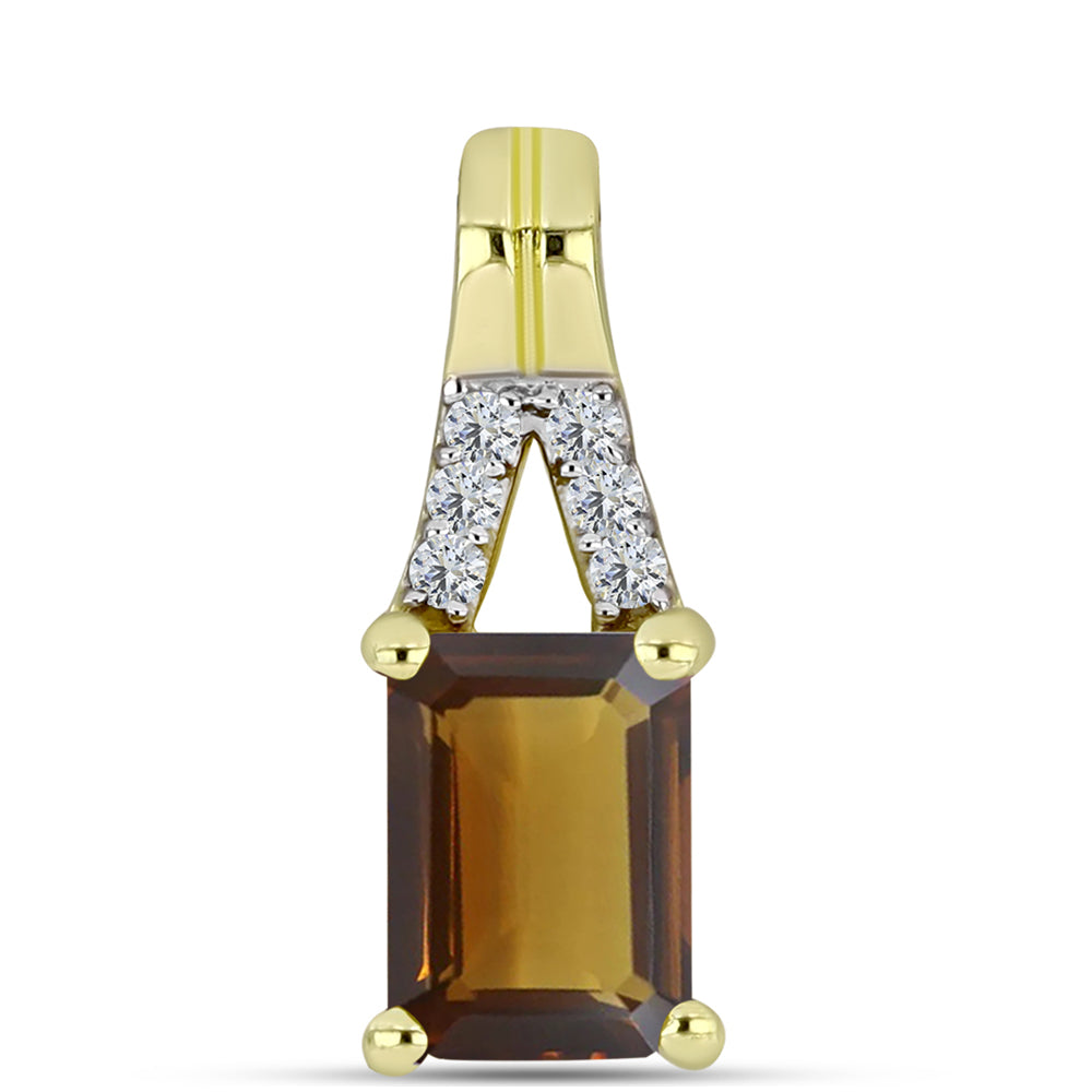Pandantiv din Argint 925 Placat cu Aur ( 0.64 grame ) cu Cuarț Coniac și Topaz Alb 0.96 Carate 1 
