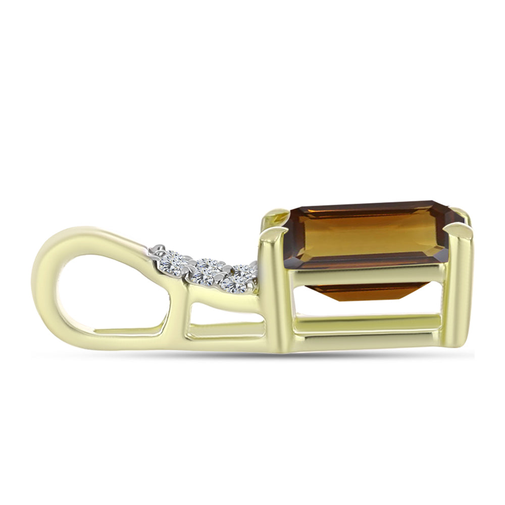 Pandantiv din Argint 925 Placat cu Aur ( 0.64 grame ) cu Cuarț Coniac și Topaz Alb 0.96 Carate 2 