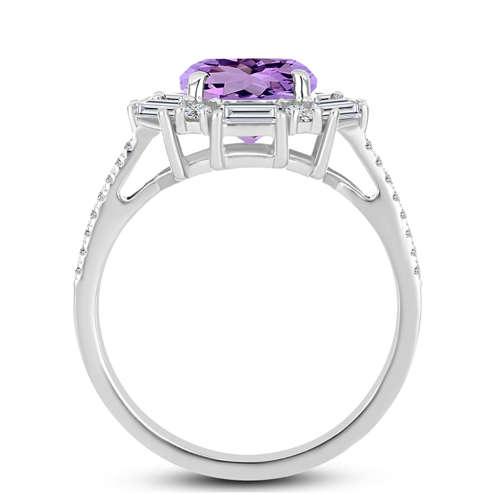 Inel din Argint 925 ( 3.78 grame ) cu Ametist Rose de France și Topaz Alb 3.48 Carate