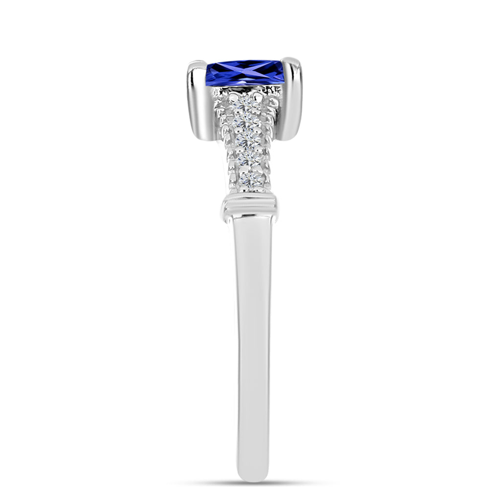 Inel din Argint 925 ( 2.13 grame ) cu Tanzanit AAA și Diamant Alb 0.72 Carate 4 