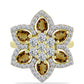 Inel din Argint 925 Placat cu Aur ( 5.34 grame ) cu Cuarț Coniac și Topaz Alb 3.7 Carate