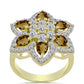 Inel din Argint 925 Placat cu Aur ( 5.34 grame ) cu Cuarț Coniac și Topaz Alb 3.7 Carate