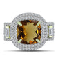 Inel din Argint 925 Placat cu Aur ( 4.98 grame ) cu Cuarț Coniac și Topaz Alb 5.47 Carate