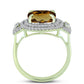 Inel din Argint 925 Placat cu Aur ( 4.98 grame ) cu Cuarț Coniac și Topaz Alb 5.47 Carate
