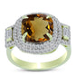 Inel din Argint 925 Placat cu Aur ( 4.98 grame ) cu Cuarț Coniac și Topaz Alb 5.47 Carate