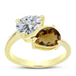 Inel din Argint 925 Placat cu Aur ( 2.45 grame ) cu Cuarț Coniac și Topaz Alb 2.13 Carate