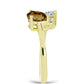 Inel din Argint 925 Placat cu Aur ( 2.45 grame ) cu Cuarț Coniac și Topaz Alb 2.13 Carate