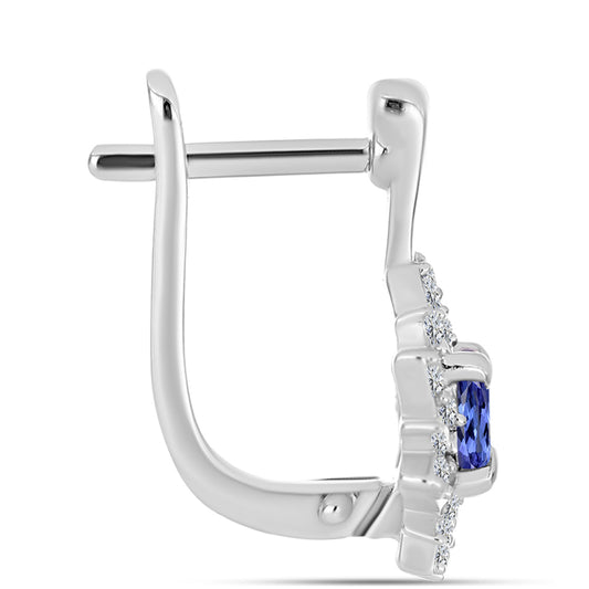 Cercei din Argint 925 ( 4.06 grame ) cu Tanzanit AAA și Diamant Alb 1.69 Carate