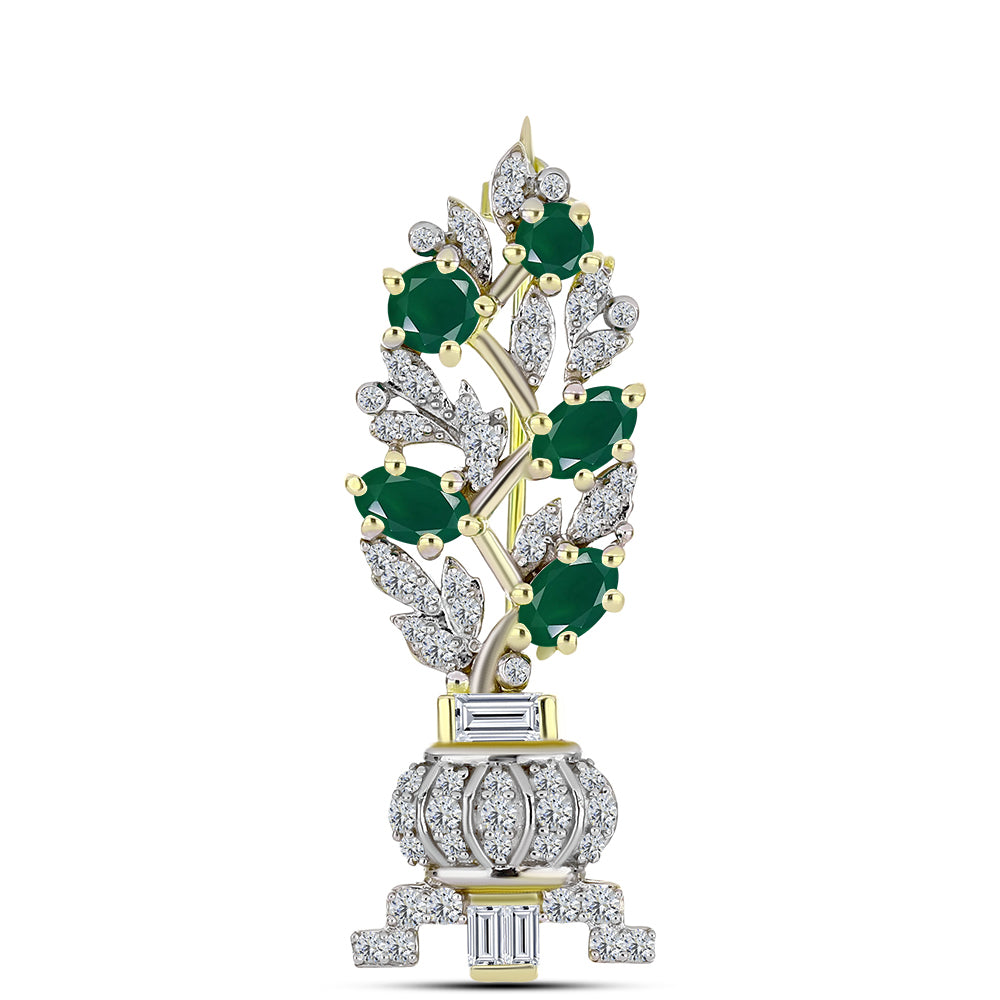 Broşă din Argint 925 Placat cu Aur ( 3.72 grame ) cu Agat Verde și Zircon Alb 1.76 Carate 1 