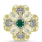 Broşă din Argint 925 Placat cu Aur ( 8.02 grame ) cu Agat Verde și Topaz Alb 2.24 Carate