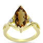 Inel din Argint 925 Placat cu Aur ( 3.06 grame ) cu Cuarț Coniac și Topaz Alb 2.37 Carate