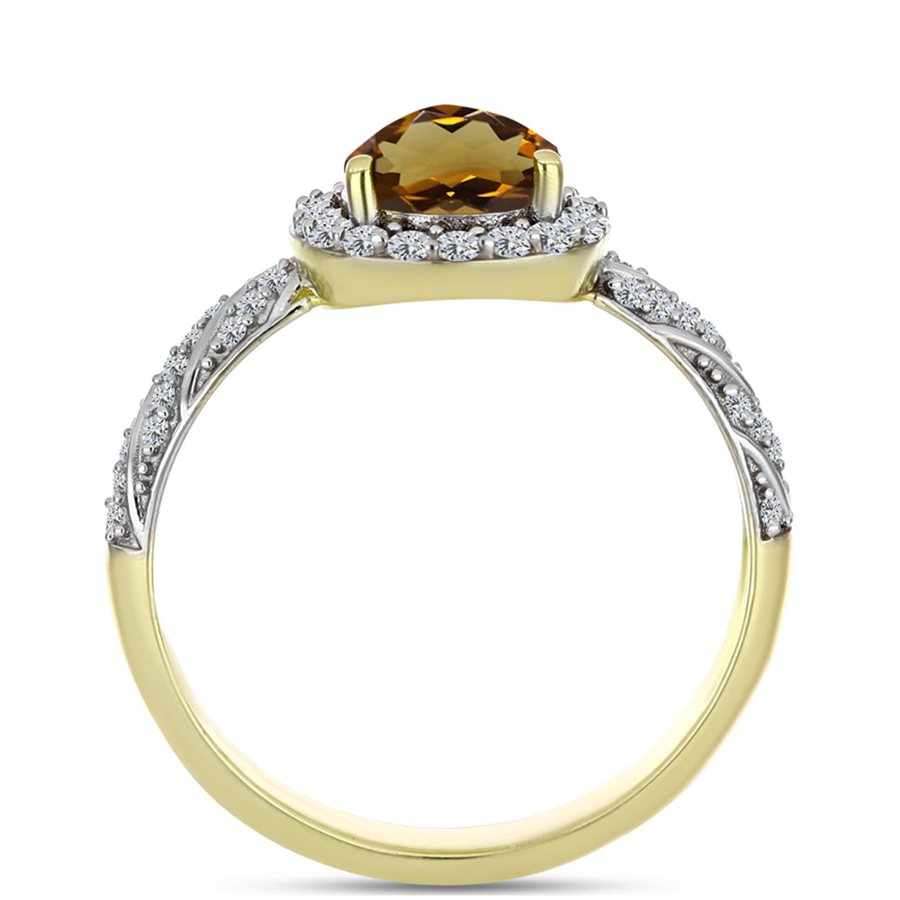 Inel din Argint 925 Placat cu Aur ( 2.72 grame ) cu Cuarț Coniac și Topaz Alb 2.3 Carate 2 