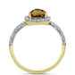Inel din Argint 925 Placat cu Aur ( 2.72 grame ) cu Cuarț Coniac și Topaz Alb 2.3 Carate