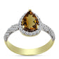 Inel din Argint 925 Placat cu Aur ( 2.72 grame ) cu Cuarț Coniac și Topaz Alb 2.3 Carate