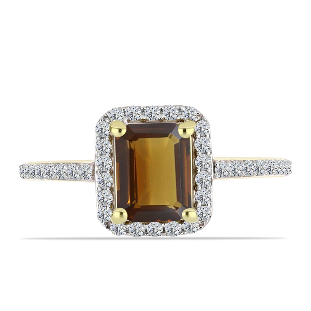 Inel din Argint 925 Placat cu Aur ( 2.32 grame ) cu Cuarț Coniac și Topaz Alb 1.76 Carate 1 