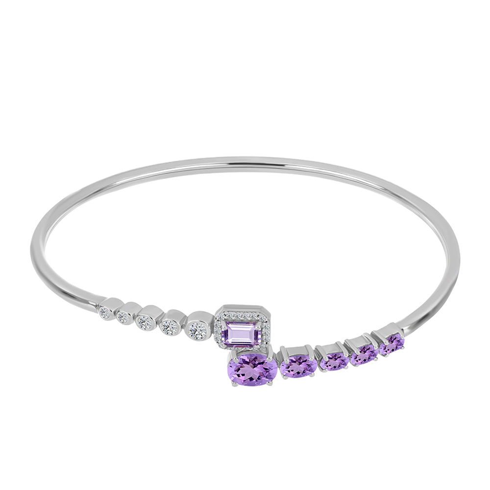 Broşă din Argint 925 ( 7.34 grame ) cu Ametist Rose de France și Topaz Alb 3.32 Carate 1 