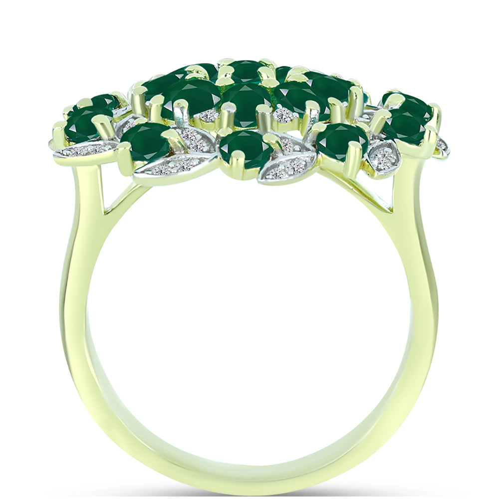 Inel din Argint 925 Placat cu Aur ( 5.47 grame ) cu Agat Verde și Topaz Alb 2.93 Carate 2 