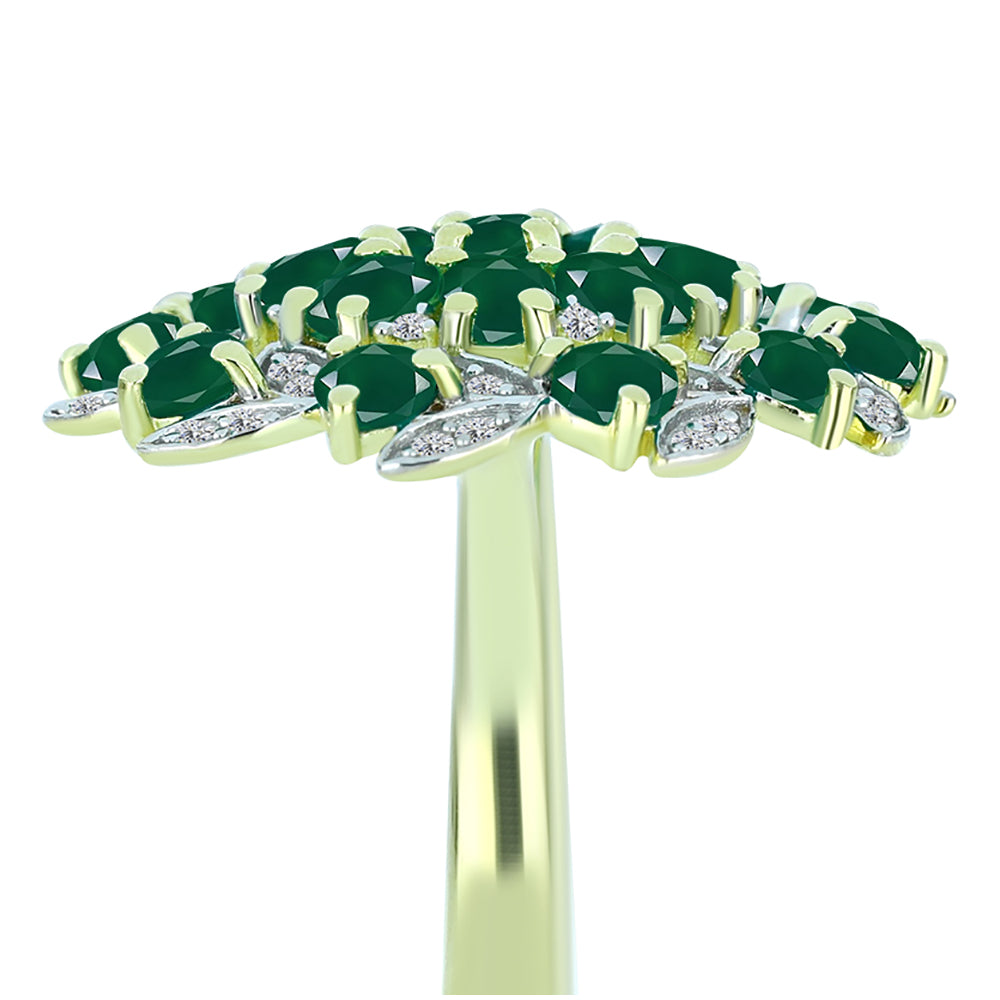 Inel din Argint 925 Placat cu Aur ( 5.47 grame ) cu Agat Verde și Topaz Alb 2.93 Carate