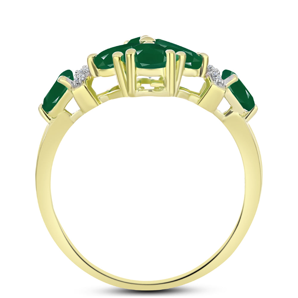 Inel din Argint 925 Placat cu Aur ( 3.18 grame ) cu Agat Verde și Topaz Alb 2.67 Carate 2 