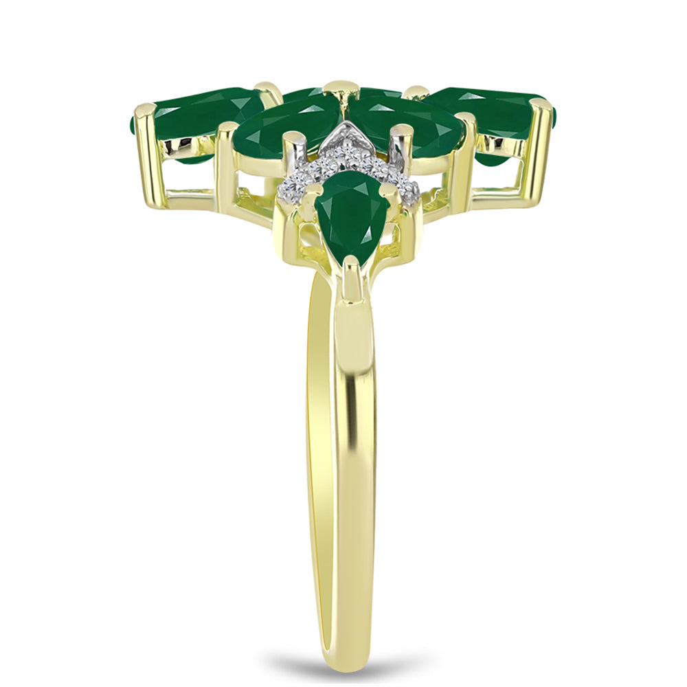 Inel din Argint 925 Placat cu Aur ( 3.18 grame ) cu Agat Verde și Topaz Alb 2.67 Carate 4 