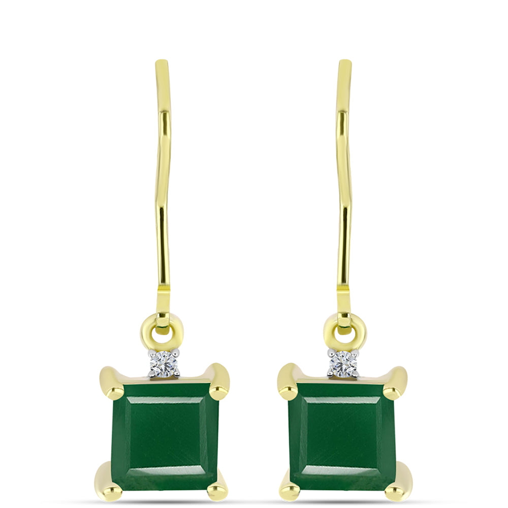 Cercei din Argint 925 Placat cu Aur ( 1.67 grame ) cu Agat Verde și Topaz Alb 2.09 Carate 1 