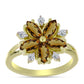 Inel din Argint 925 Placat cu Aur ( 2.82 grame ) cu Cuarț Coniac și Topaz Alb 1.38 Carate