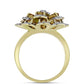 Inel din Argint 925 Placat cu Aur ( 7.64 grame ) cu Cuarț Coniac și Topaz Alb 5.9 Carate