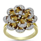 Inel din Argint 925 Placat cu Aur ( 7.64 grame ) cu Cuarț Coniac și Topaz Alb 5.9 Carate