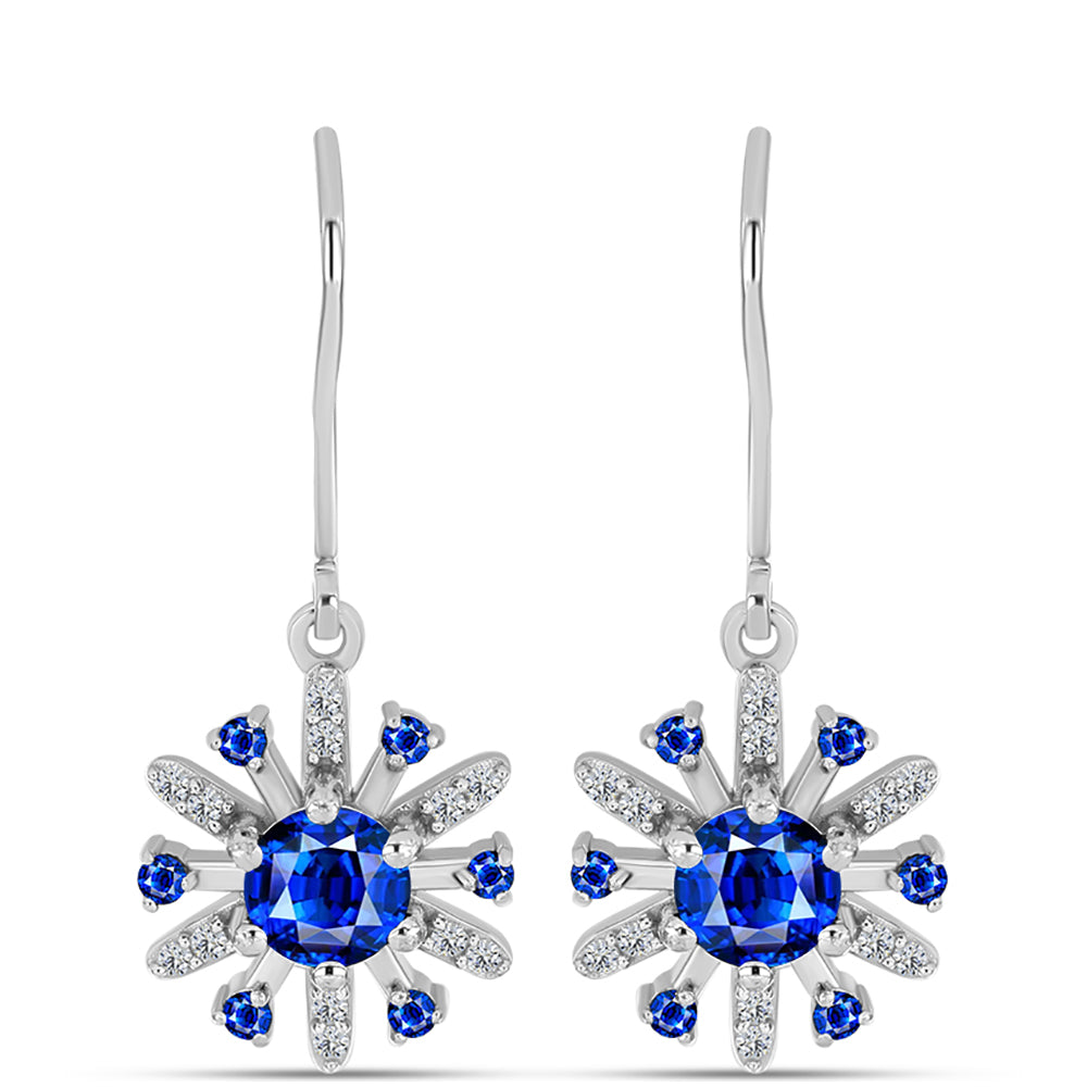 Cercei din Argint 925 ( 2.99 grame ) cu Safir Albastru Australian și Topaz Alb 2 Carate 1 