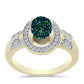 Inel din Argint 925 Placat cu Aur ( 3.56 grame ) cu Drusy Verde și Topaz Alb 1.6 Carate
