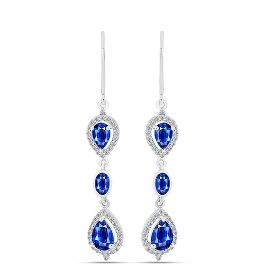 Cercei din Argint 925 ( 3.49 grame ) cu Safir Albastru Australian și Topaz Alb 4.51 Carate