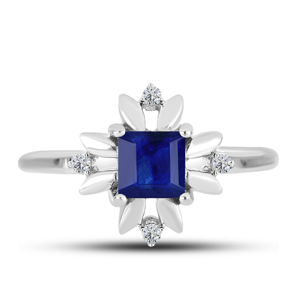 Inel din Argint 925 ( 2.43 grame ) cu Safir Albastru Australian și Topaz Alb 0.93 Carate 1 