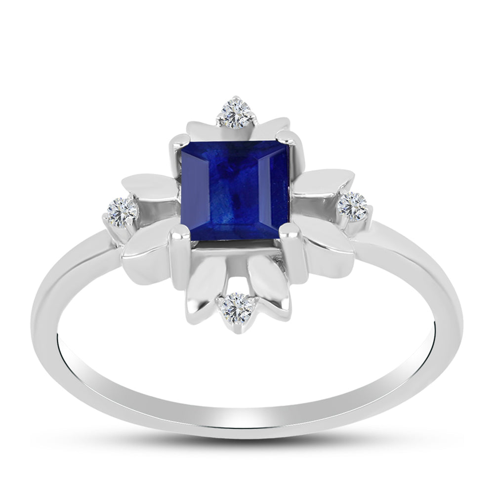 Inel din Argint 925 ( 2.43 grame ) cu Safir Albastru Australian și Topaz Alb 0.93 Carate