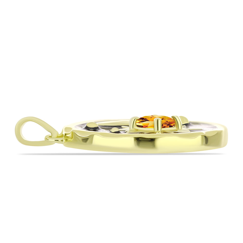 Pandantiv din Argint 925 Placat cu Aur ( 5.34 grame ) cu Citrin Rio Golden 0.46 Carate 2 
