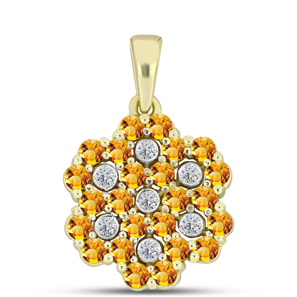 Pandantiv din Argint 925 Placat cu Aur ( 2.1 grame ) cu Citrin Rio Golden și Topaz Alb 1.05 Carate