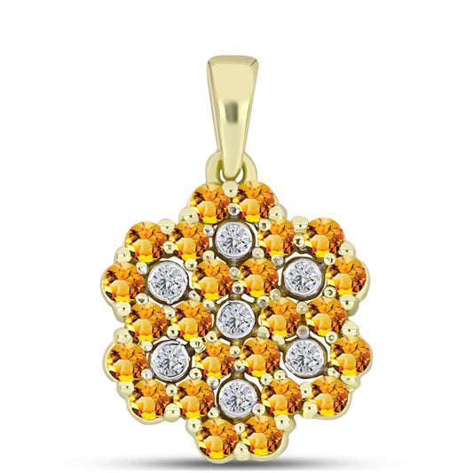 Pandantiv din Argint 925 Placat cu Aur ( 2.1 grame ) cu Citrin Rio Golden și Topaz Alb 1.05 Carate