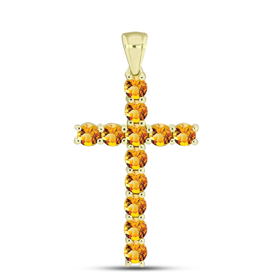 Cruce Pandantiv din Argint 925 Placat cu Aur ( 3.5 grame ) cu Citrin Rio Golden 2.89 Carate