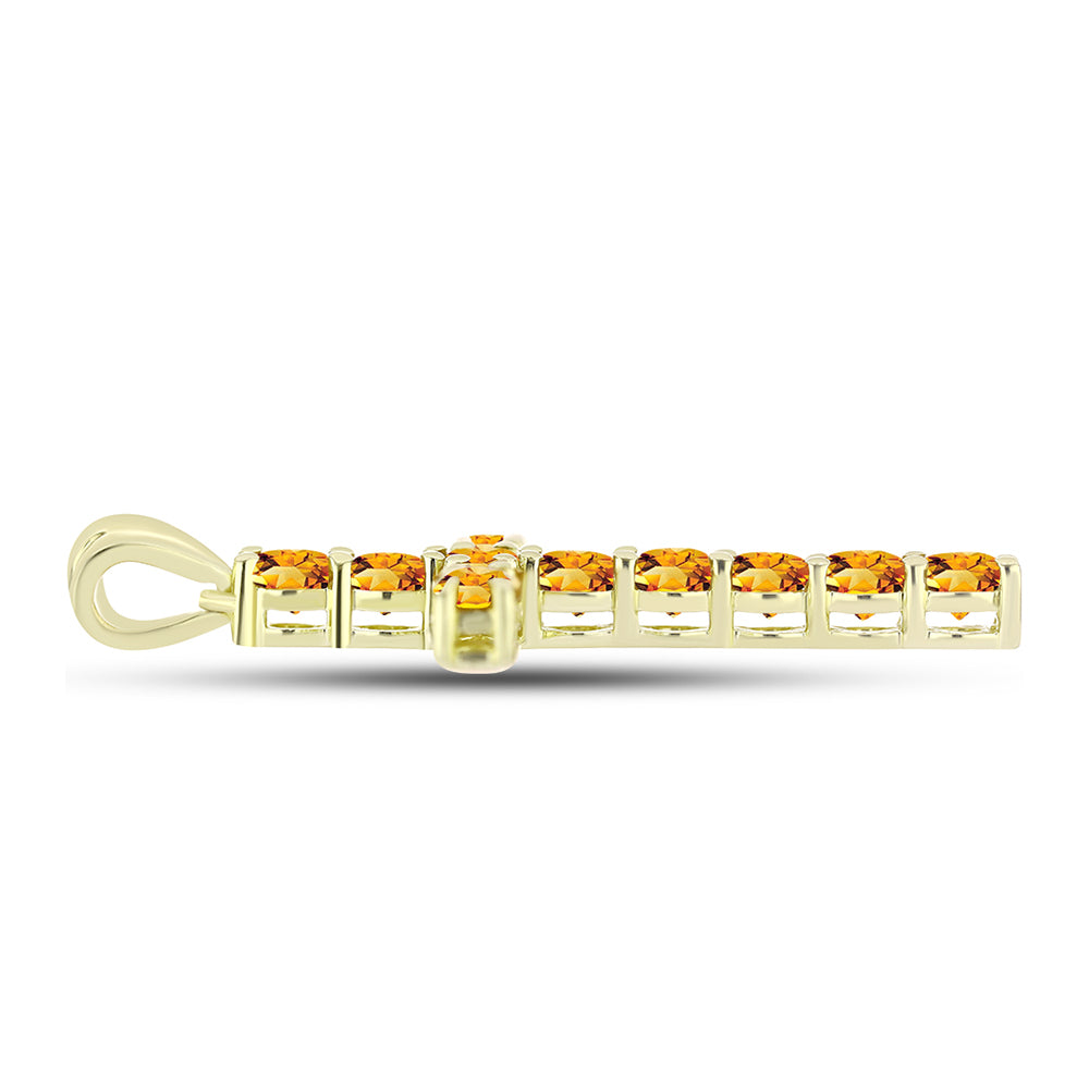Cruce Pandantiv din Argint 925 Placat cu Aur ( 3.5 grame ) cu Citrin Rio Golden 2.89 Carate