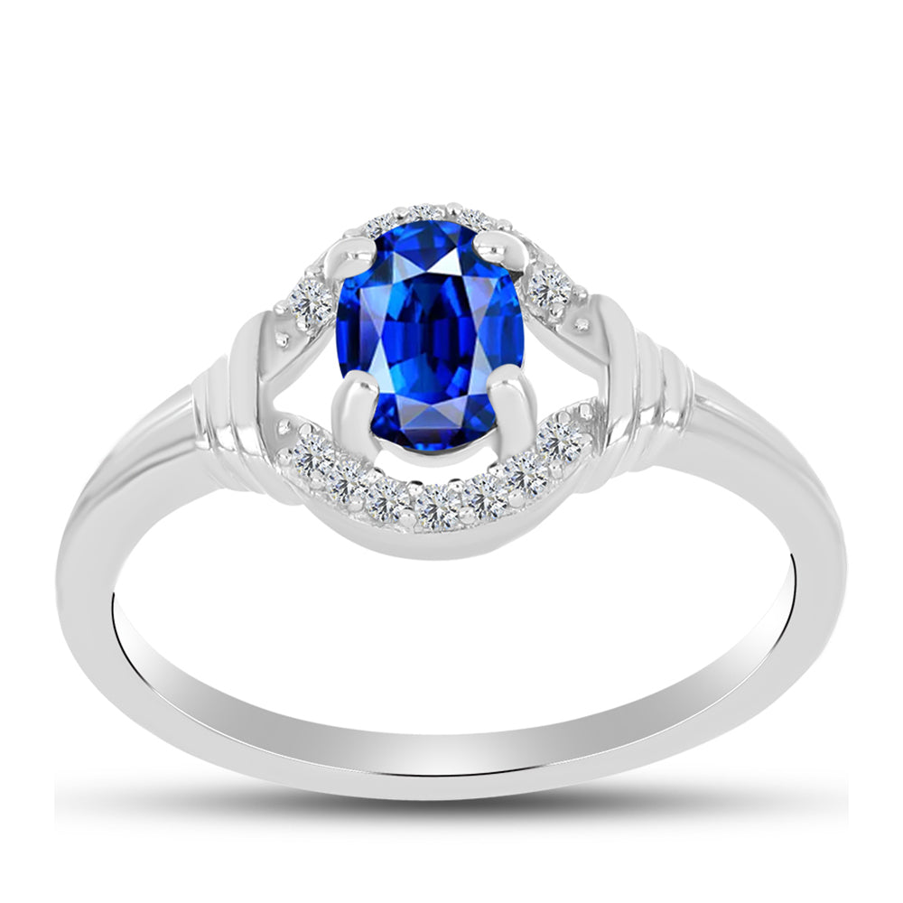 Inel din Argint 925 ( 2.32 grame ) cu Safir Albastru Australian și Topaz Alb 1.24 Carate