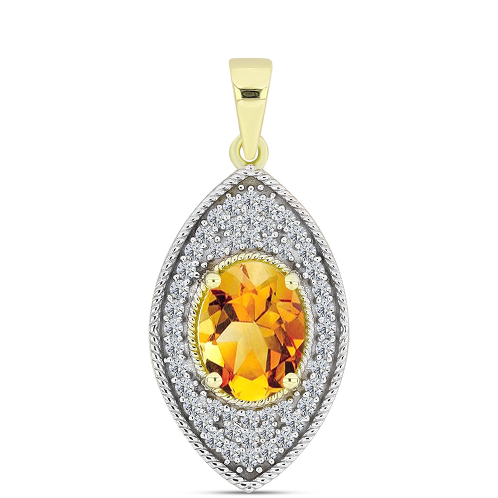 Pandantiv din Argint 925 Placat cu Aur ( 2.23 grame ) cu Citrin Rio Golden și Topaz Alb 1.99 Carate