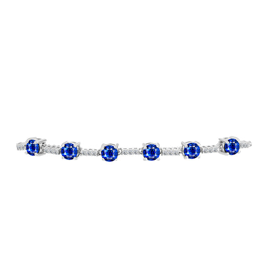 Brățară din Argint 925 ( 3.94 grame ) cu Safir Albastru Australian și Topaz Alb 2.59 Carate