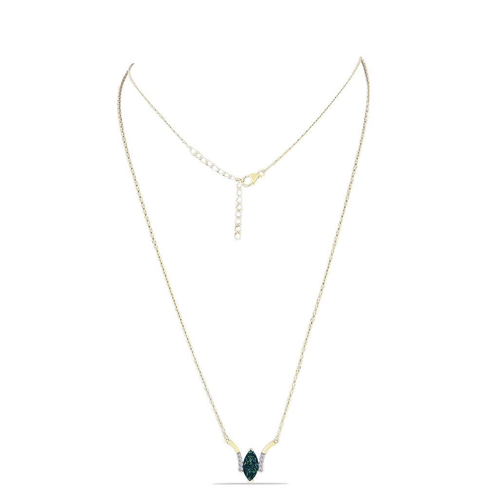 Colier din Argint 925 Placat cu Aur ( 3.4 grame ) cu Drusy Verde și Topaz Alb 1.28 Carate