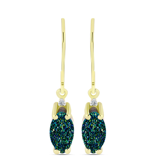 Cercei din Argint 925 Placat cu Aur ( 1.74 grame ) cu Drusy Verde și Topaz Alb 2.38 Carate