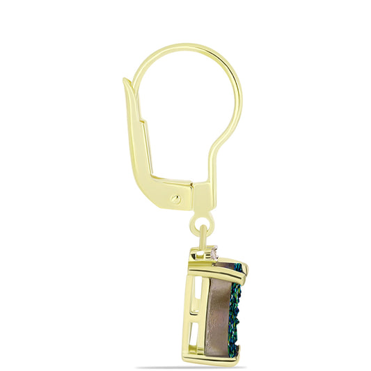 Cercei din Argint 925 Placat cu Aur ( 1.74 grame ) cu Drusy Verde și Topaz Alb 2.38 Carate