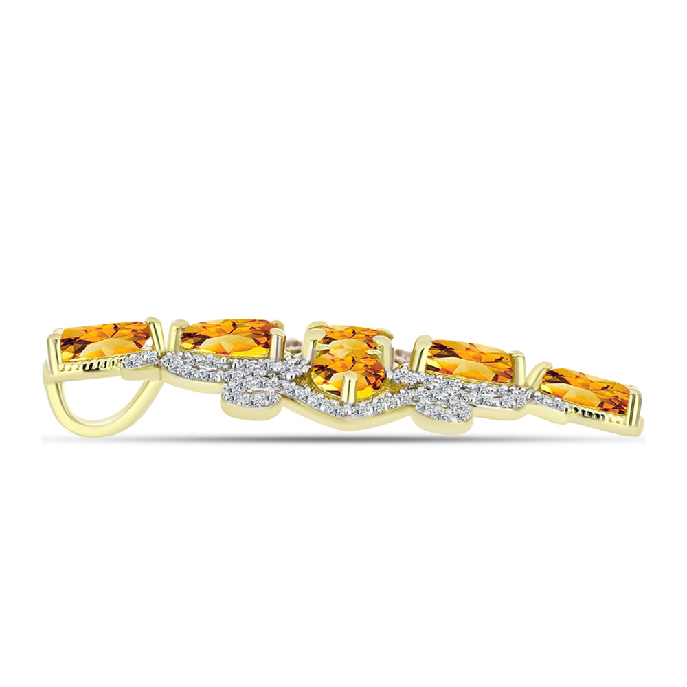 Pandantiv din Argint 925 Placat cu Aur ( 3.74 grame ) cu Citrin Rio Golden și Topaz Alb 3.52 Carate 2 